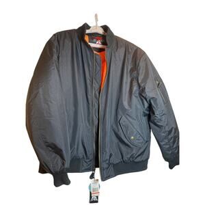 Spire Aviator Bomber Jacket Men’s 4XL Black Orange Lined NWT Big & Tall